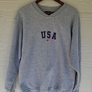 Vintage 90s USA Embroidered Crewneck Sweatshirt Sz Large Gray